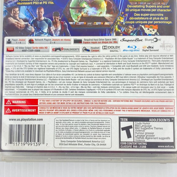 Playstation All Stars Battle Royale PS3 Video Game 2012 Case Disc Rated Teen - Picture 4 of 7